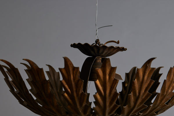 1940s Spanish Gilt Sunflower Ceiling Mounted Fixture