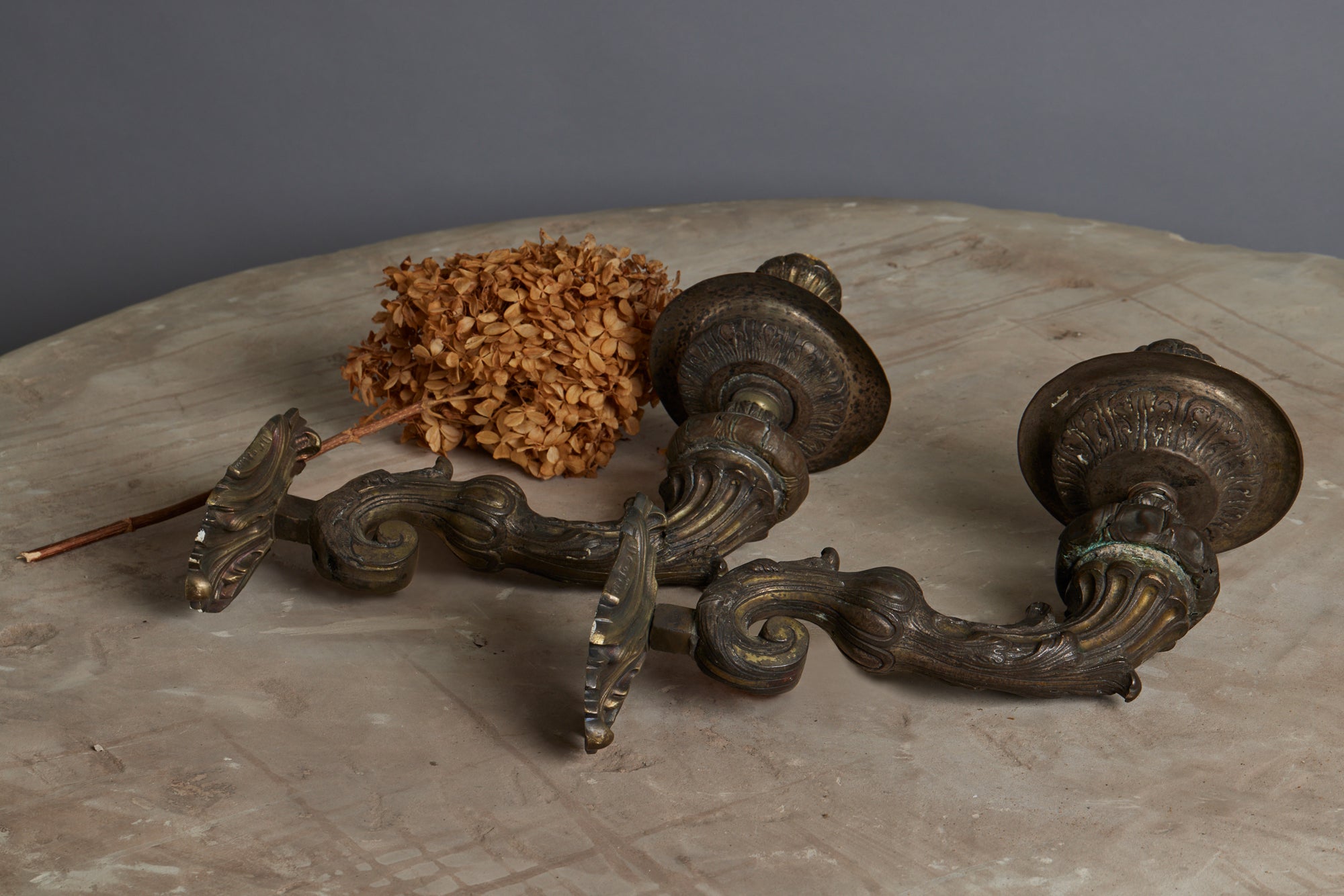 17th Century French Pair of Gilt Bronze Reqénce Sconces