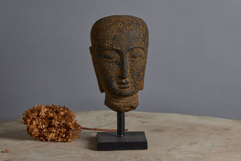 Carved Lava Stone Head of Buddha