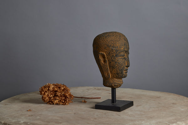 Carved Lava Stone Head of Buddha