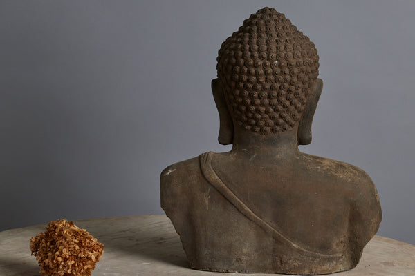 Large Carved Lava Stone Torso of Buddha