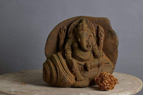 Hard Stone Carving of Lord Ganesh from a Natural Found Piece of Stone