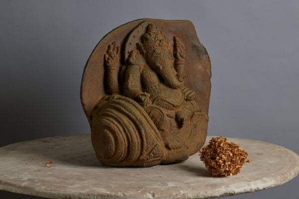 Hard Stone Carving of Lord Ganesh from a Natural Found Piece of Stone