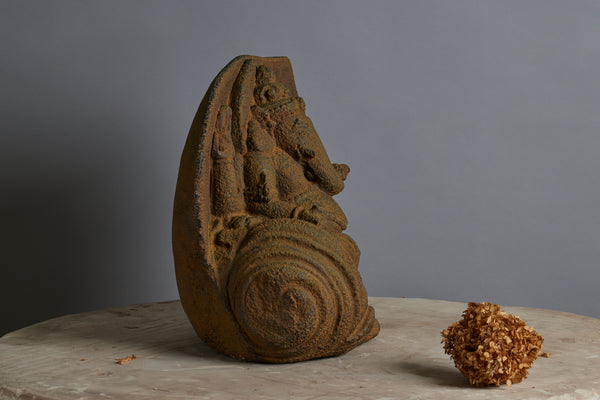 Hard Stone Carving of Lord Ganesh from a Natural Found Piece of Stone