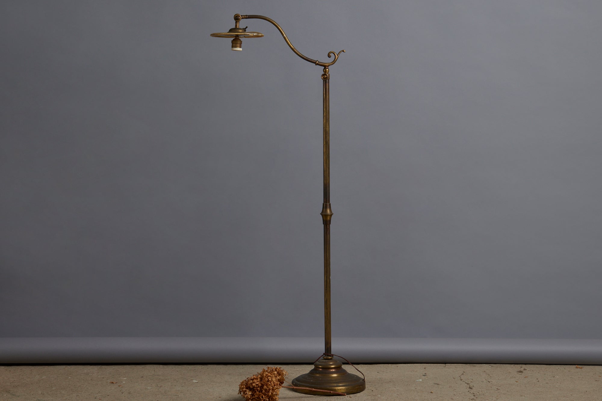 Adjustable 1940s French Goose Neck Floor Lamp