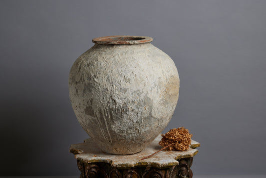 Medium Size 19th Century Lime Washed Water Jar from Sumatra