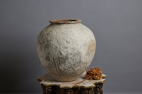Medium Size 19th Century Lime Washed Water Jar from Sumatra