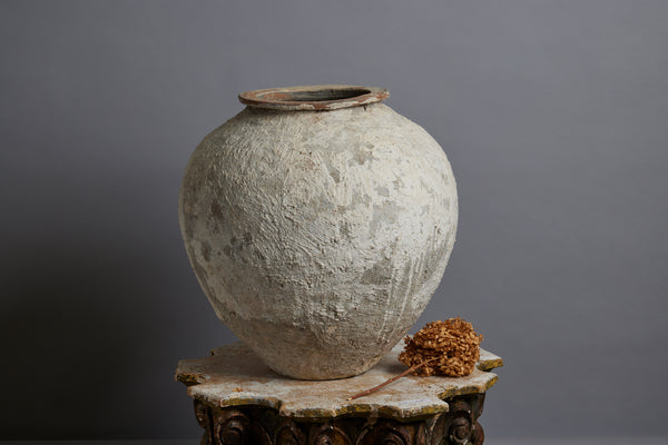 Medium Size 19th Century Lime Washed Water Jar from Sumatra