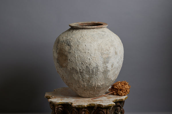 Medium Size 19th Century Lime Washed Water Jar from Sumatra