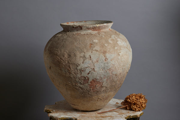Medium Size 19th Century Lime Washed Water Jar from Sumatra
