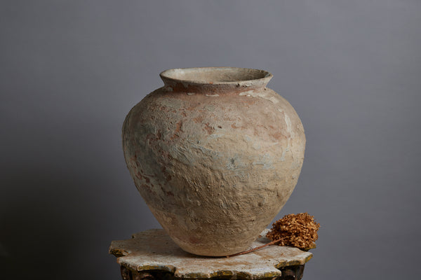 Medium Size 19th Century Lime Washed Water Jar from Sumatra