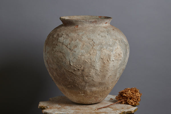 Medium Size 19th Century Lime Washed Water Jar from Sumatra