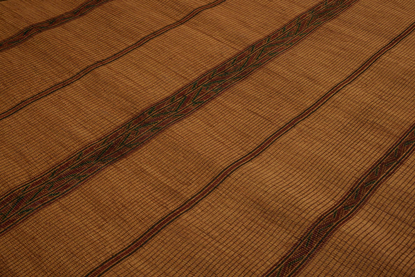 Medium Early 7 Banded Tuareg Carpet with 3 Main Natural Coloured Patterned Bands ............... (7'11''x 8'6'')