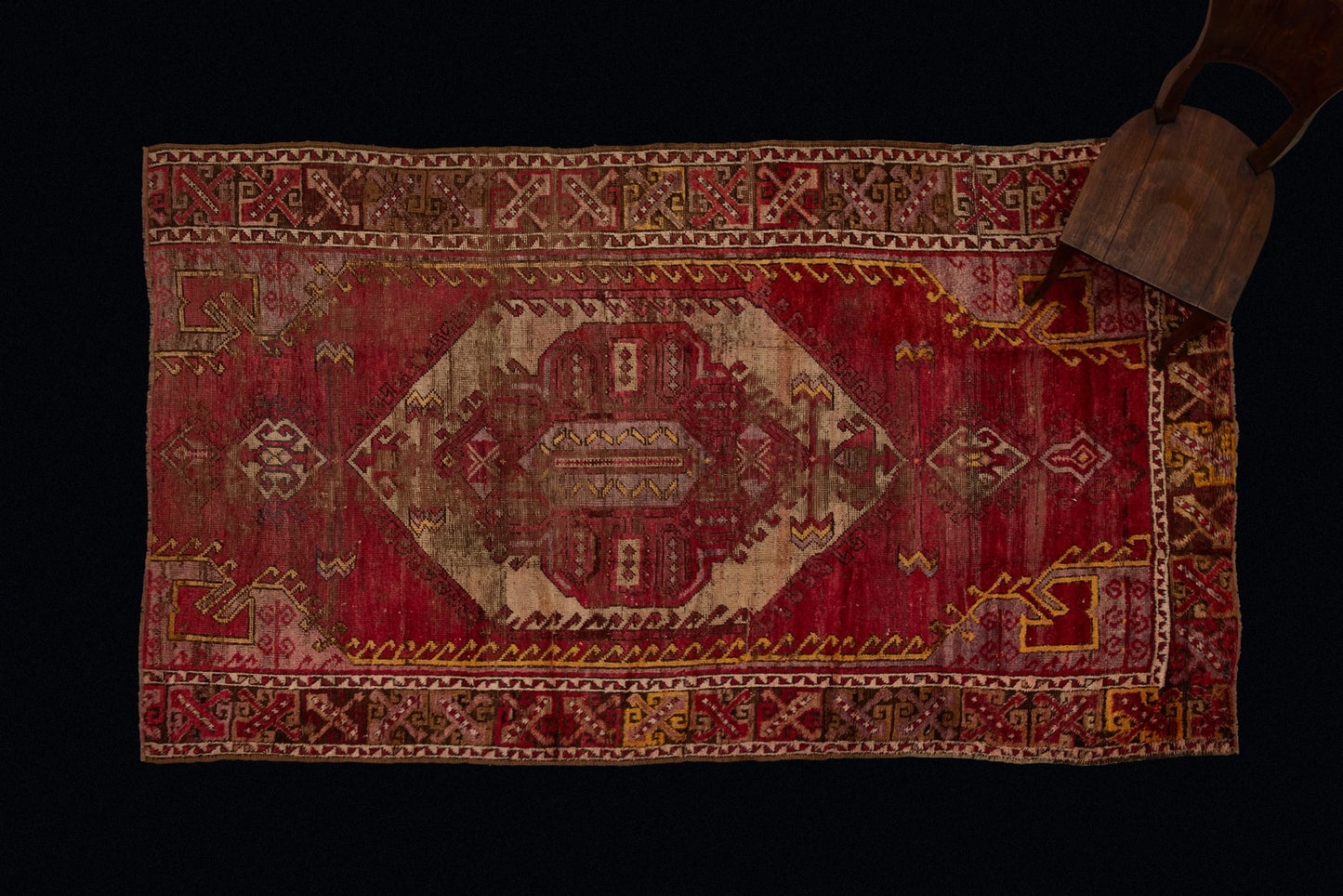 18th Century Anatolian Silky Red Yellow & Purple .............. (5'10''x 10'5'')