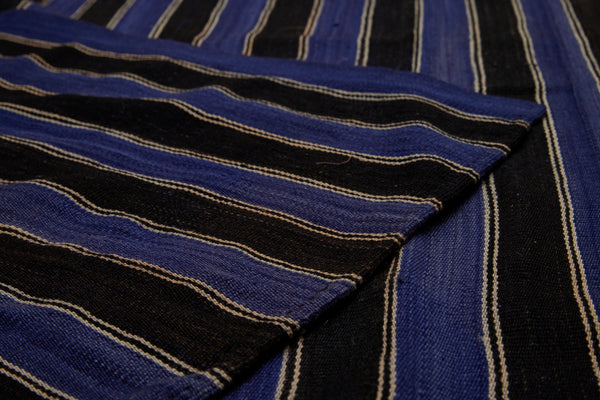 Blue & Black Stripe Turkish Kilim .............. (5'9''x 12'7'')