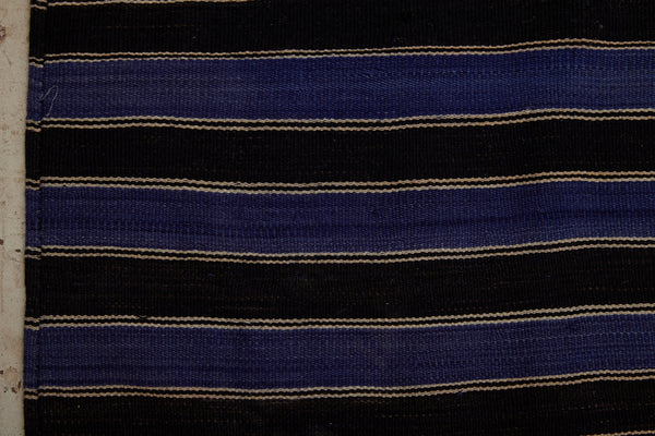 Blue & Black Stripe Turkish Kilim .............. (5'9''x 12'7'')