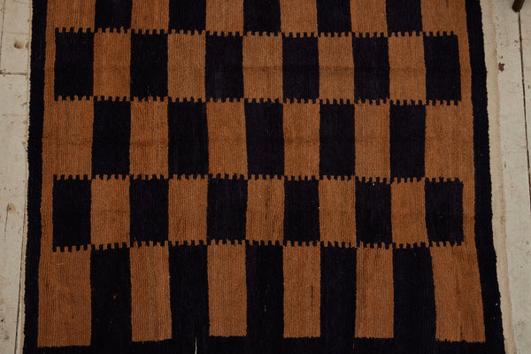 Black & Camel Coloured Konya Tulu with Interlocking Pattern .............. (5'4''x 5'9'')