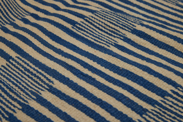 Indigo & Cream Coloured Flat Woven Kilim with Stripes & Squares .............. (37''x 6'5'')