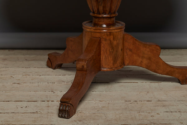 Dutch Colonial Round Teak Dining Table with Lions Paw Feet