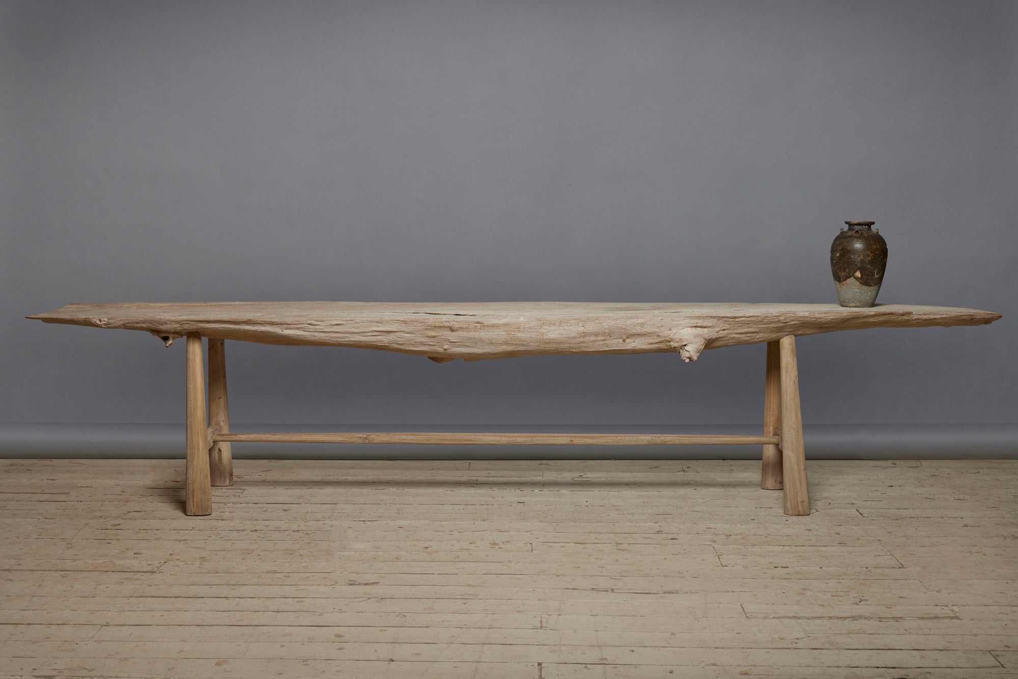 Long Sculptural Teak Dining Table from Java