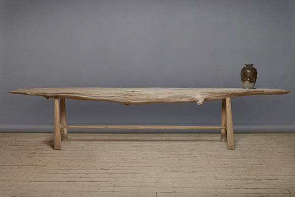 Long Sculptural Teak Dining Table from Java