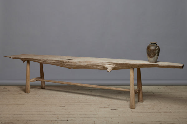 Long Sculptural Teak Dining Table from Java