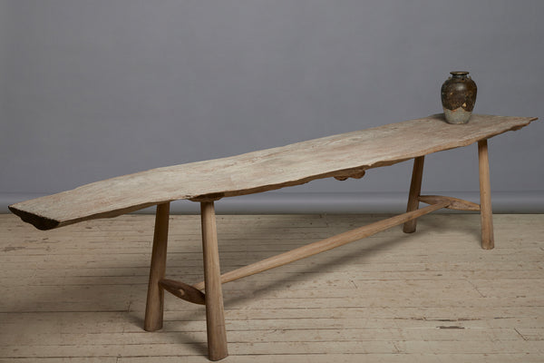 Long Sculptural Teak Dining Table from Java