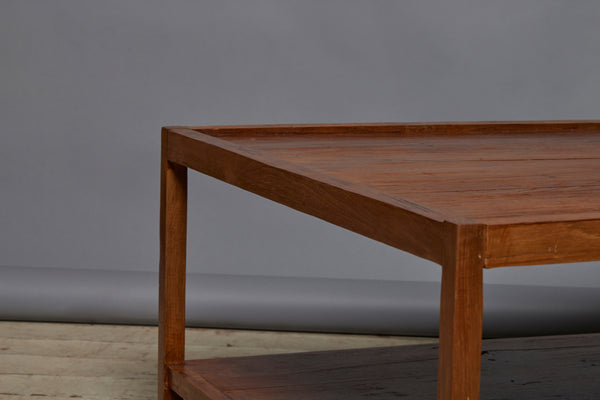 Square Mid Century Modern 1940's Teak Coffee Table with a Shelf Below