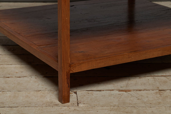 Square Mid Century Modern 1940's Teak Coffee Table with a Shelf Below