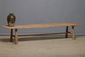 Wide Single Board Weathered Teak Long Coffee Table/Bench