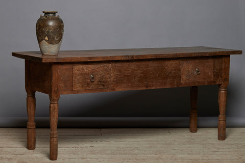 Long Thick Top 2 Drawer Dutch Colonial Teak Server from the Island of Sumatra