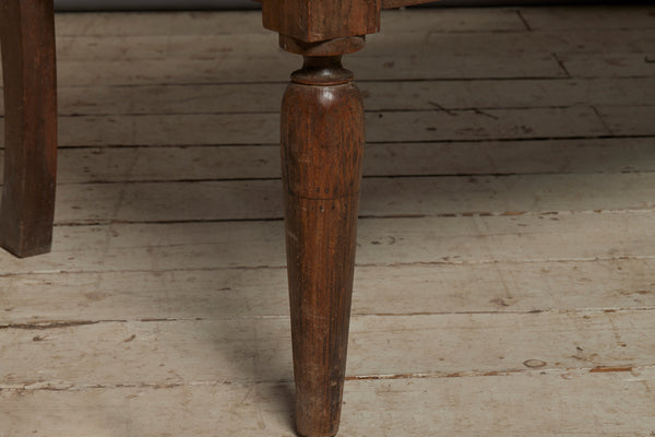 Small 19th Century Dutch Colonial Teak Bench with Turned Legs from Jakarta