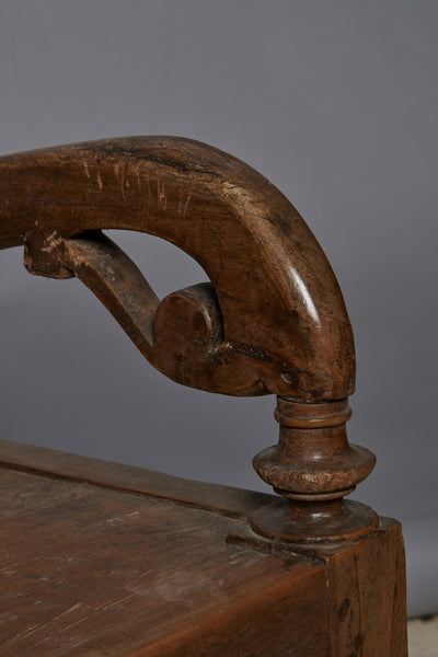 Small 19th Century Dutch Colonial Teak Bench with Turned Legs from Jakarta