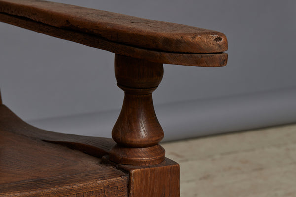 19th Century Dtuch Colonial Teak Lounge Chair with a Solid Back & Seat