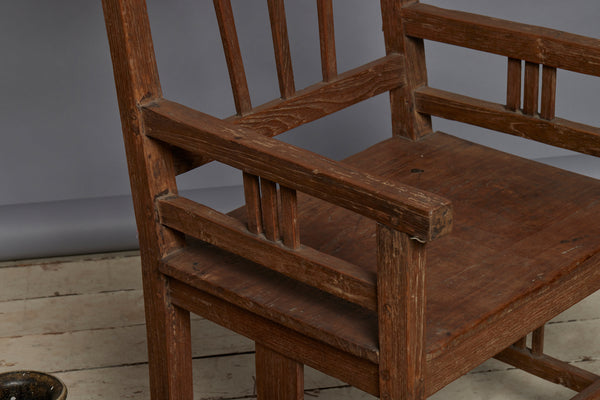 Yoke Back Arts & Crafts Teak Arm Chair from Batavia