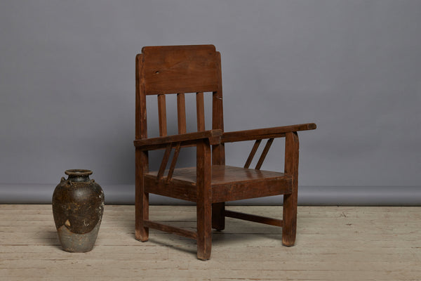 Pair of Small Children's Teak Dutch Colonial Relaxing Chairs from Java