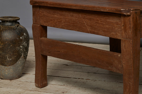 19th Century Large Dutch Colonial Teak Chair with a Slat Seat without Arms