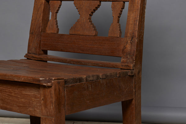 19th Century Large Dutch Colonial Teak Chair with a Slat Seat without Arms