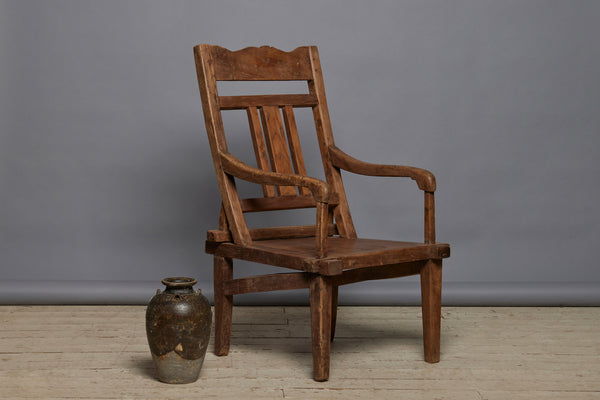 Late 19th/Early 20th Century Arts & Crafts Style Primitive Teak Lounging Chair