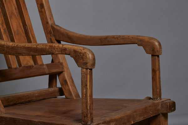 Late 19th/Early 20th Century Arts & Crafts Style Primitive Teak Lounging Chair