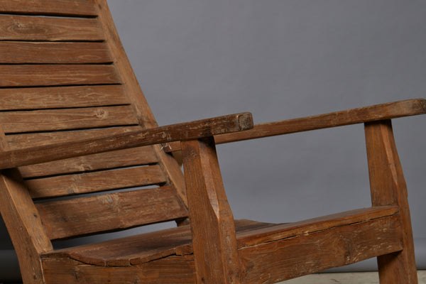 Late 19th Century Slat Back & Seat Teak Lounging Chair from the Island of Java