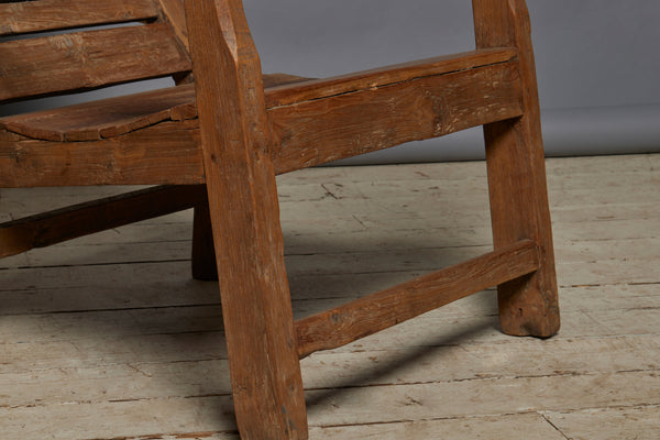 Late 19th Century Slat Back & Seat Teak Lounging Chair from the Island of Java