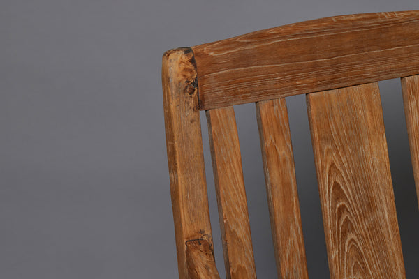 Solid Seat Roll Arm Slat Back Teak Lounging Chair from the Island of Lombok