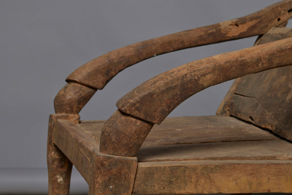 Sculptural Primitive Teak Relaxing Chair from the Island of Sumatra with an Extended Back