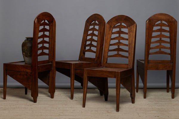 Set of Four Art Deco Ulin Wood Chairs from the City of Jakarta