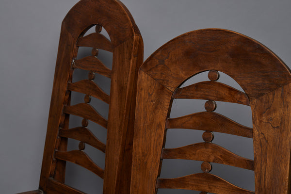 Set of Four Art Deco Ulin Wood Chairs from the City of Jakarta