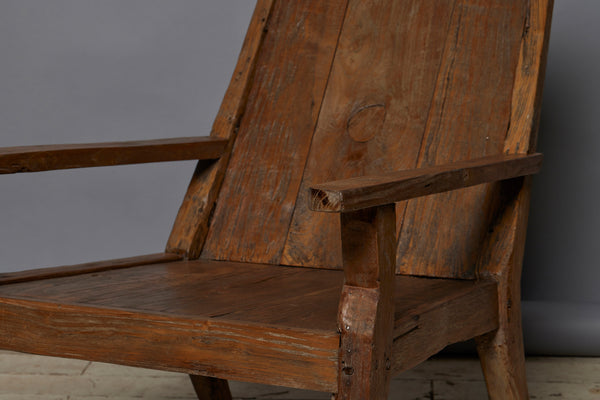 Late 19th Century Slat Back Teak Lounge Chair with Slipper Feet from Batavia