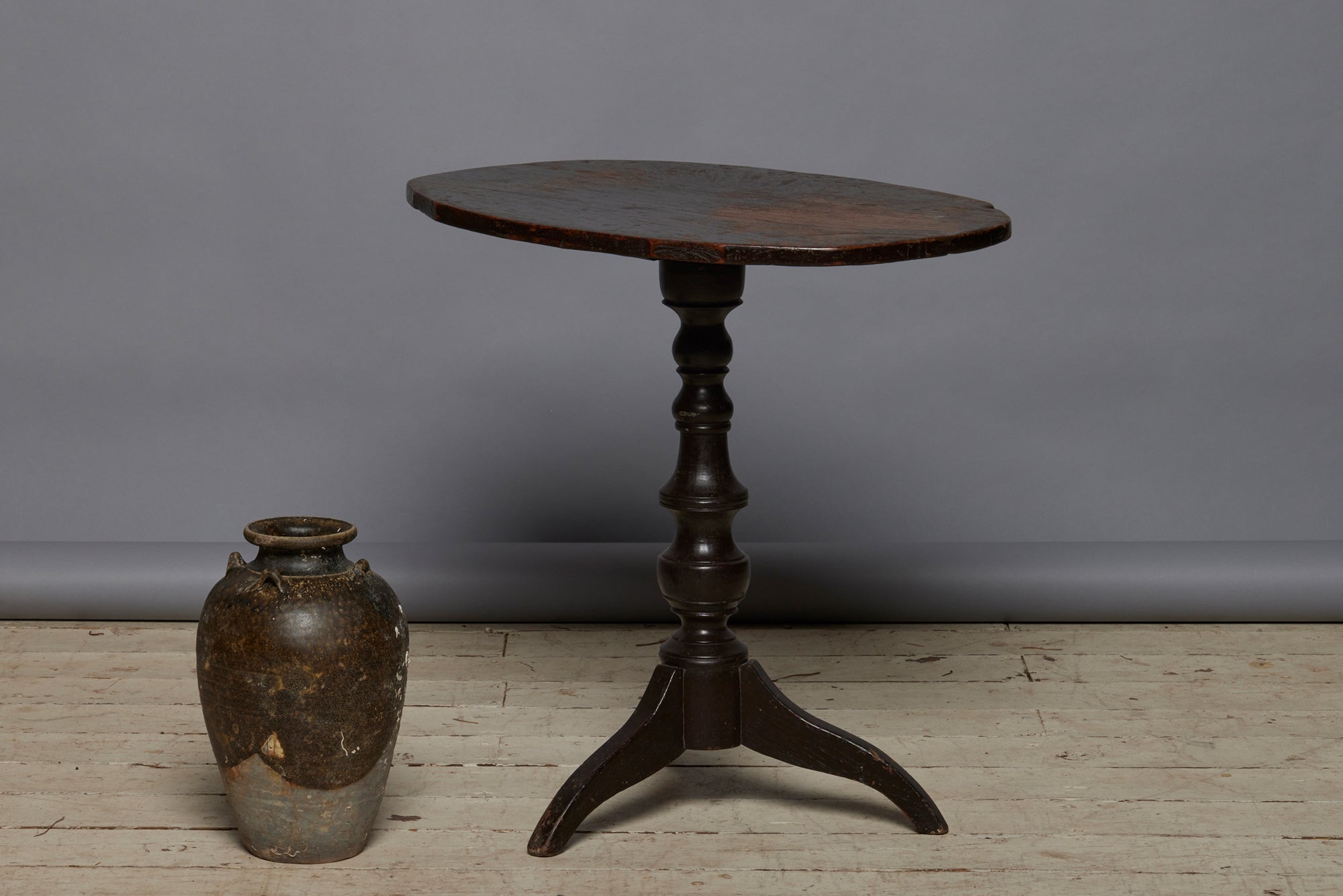 Oval Top Dutch Colonial Teak Tea Table