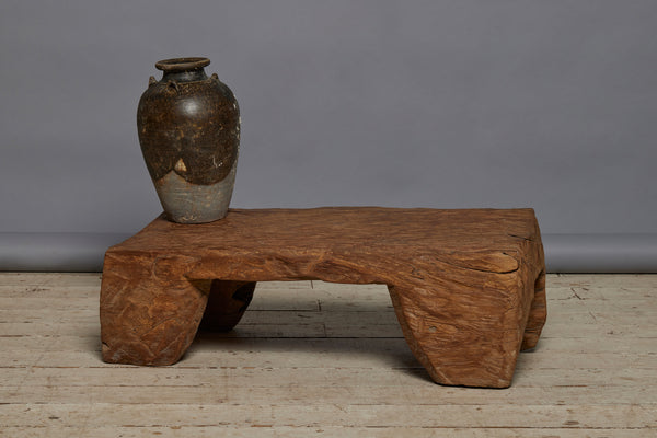 Early Rustic Kampung Bench Carved from Solid Teak