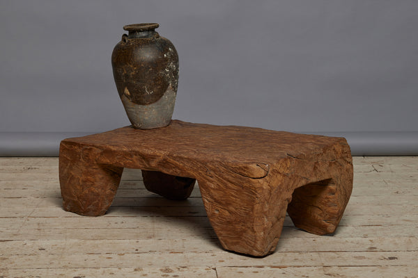 Early Rustic Kampung Bench Carved from Solid Teak